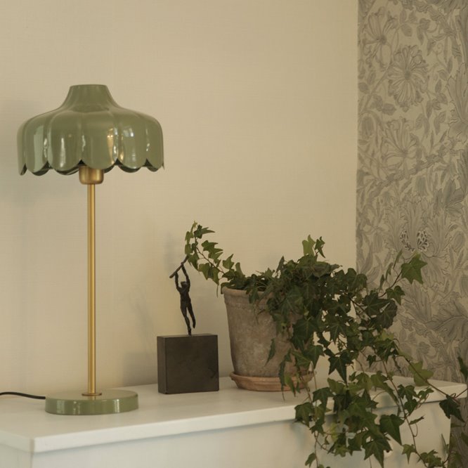 Zielona lampa stołowa retro szałwiowa 50cm